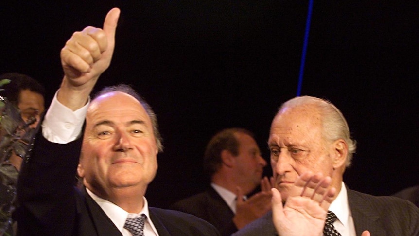Swiss FIFA secretary general Sepp Blatter gives the thumbs up after being elected new FIFA president
