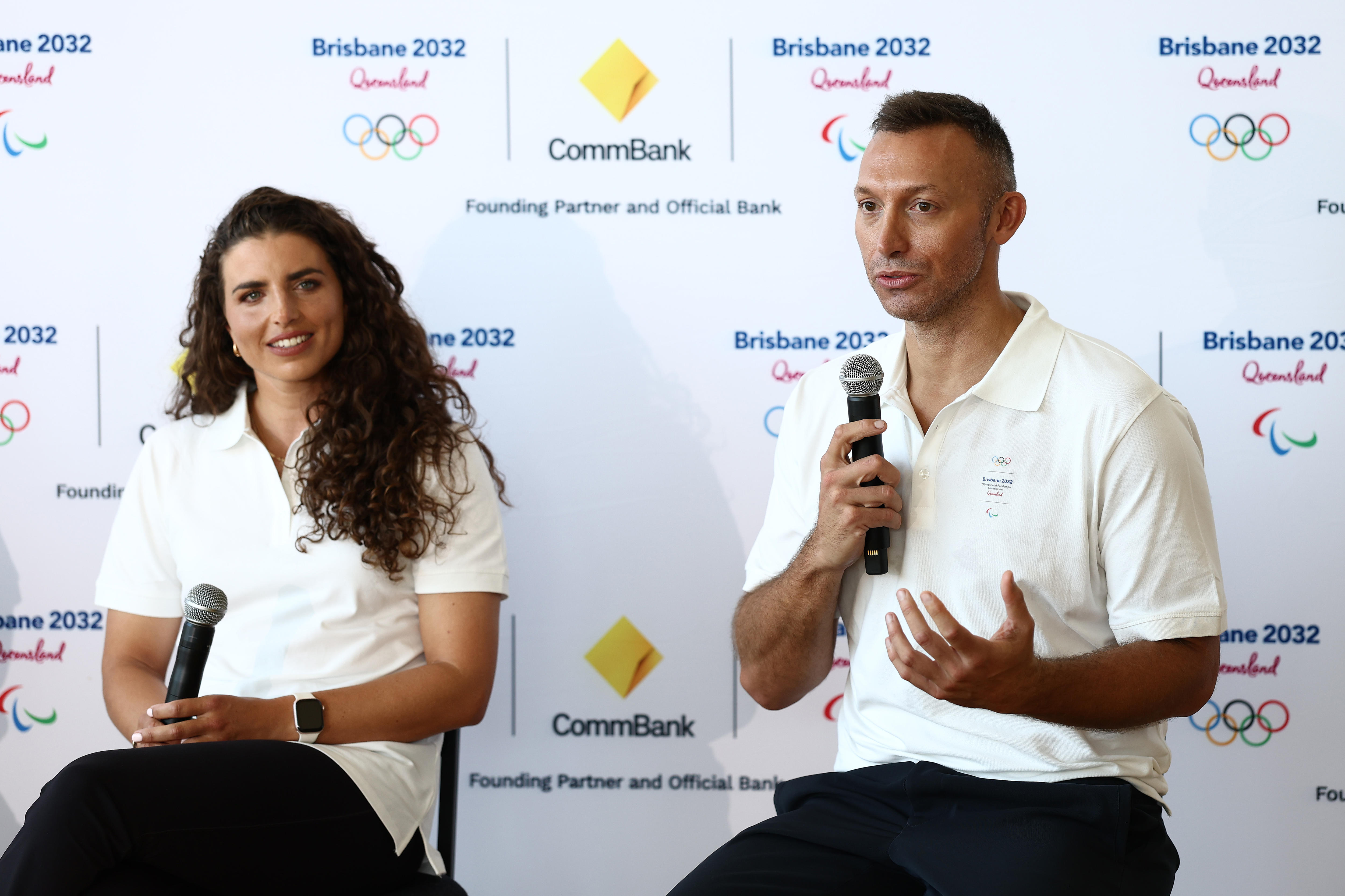 Jess Fox e Ian Thorpe conversam