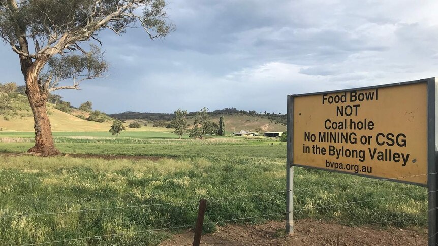 A sign outside the site of a proposed mine in NSW.