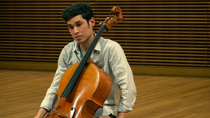 Australian cellist Richard Narroway performs in the ABC Studio