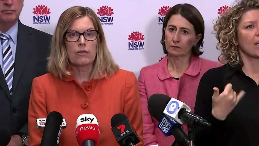 Dr Kerry Chant and Gladys Berejiklian at a press conference