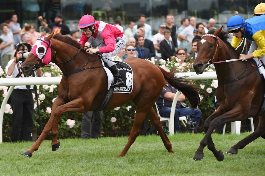 The Quarterback flies home to win Newmarket Handicap