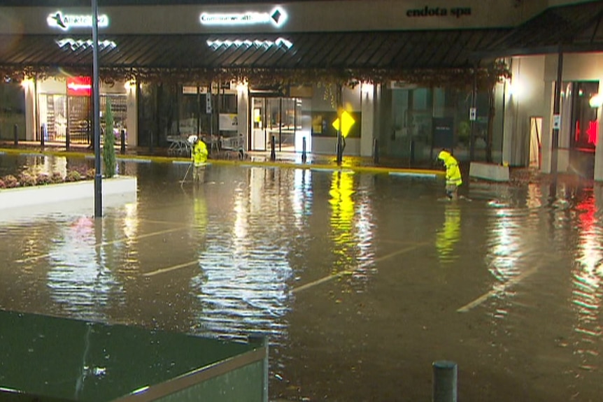 A flooded carpark 