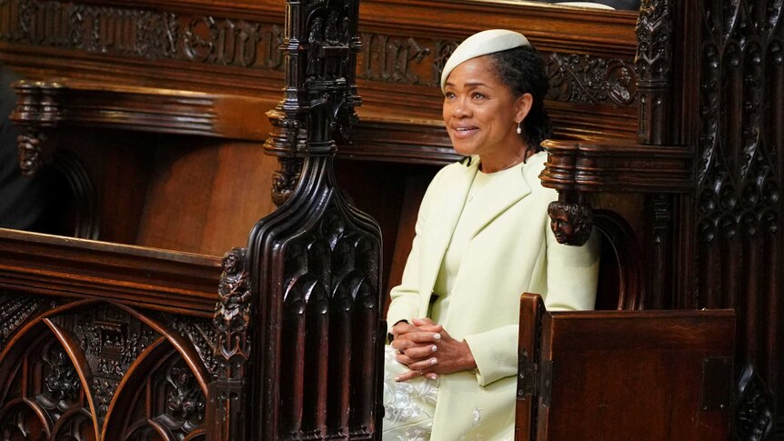 Doria Ragland takes her seat in St George's Chapel at Windsor Castle.