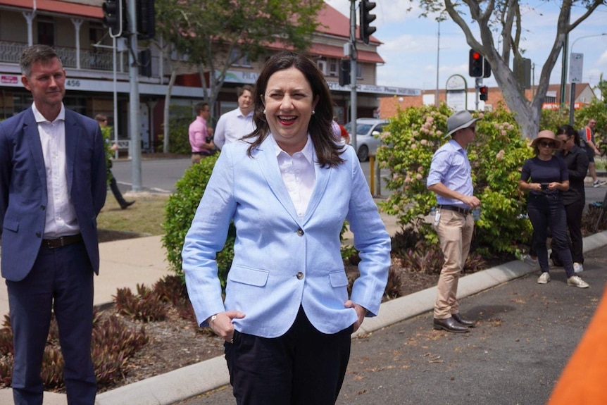 Annastacia Palaszczuk walks in a street in Maryborough.