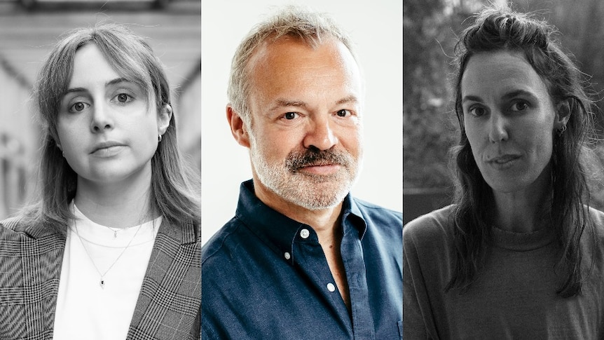 Author headshots left to right: Diana Reid, Graham Norton and Holly Throsby