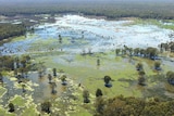 a picture of flooded wetlands from the air