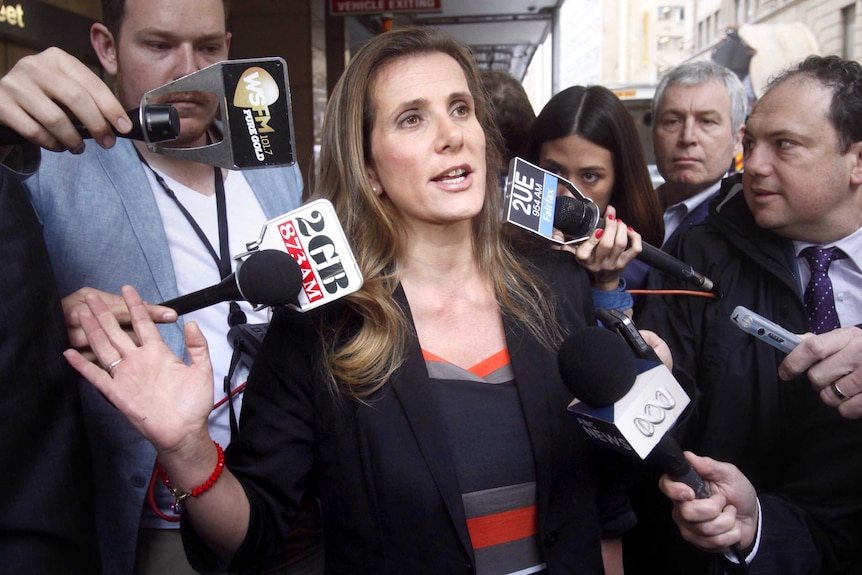 Kathy Jackson speaks to media outside a court in 2014.