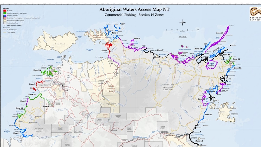 Fishing access map of the NT