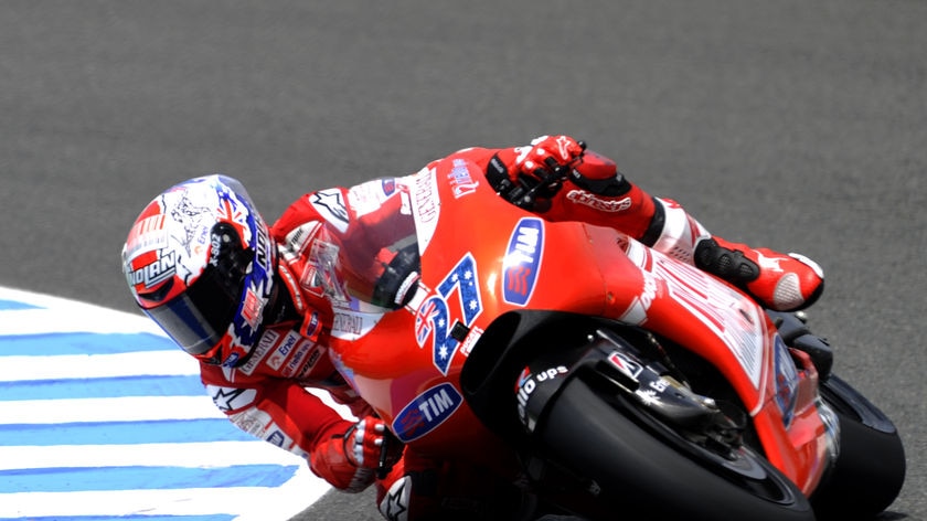 Casey Stoner set a quickest lap of one minute and 39.731 seconds in the practice session.