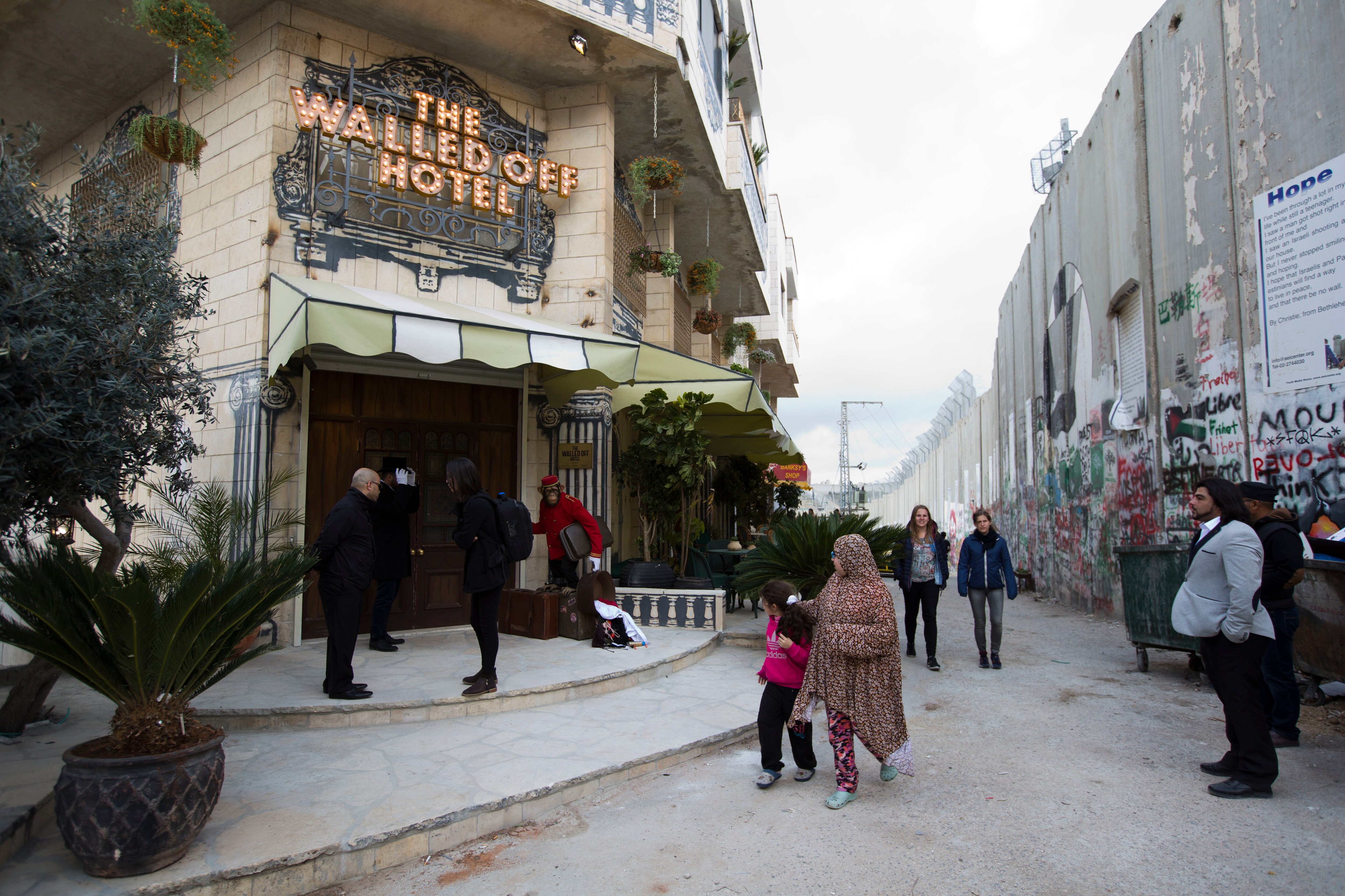 Banksy's The Walled Off Hotel unveiled in Bethlehem next to