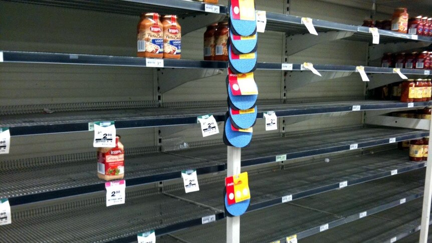 Grocery shelves are emptying in far north Queensland while shop owners wait for supplies from the south. (File image)