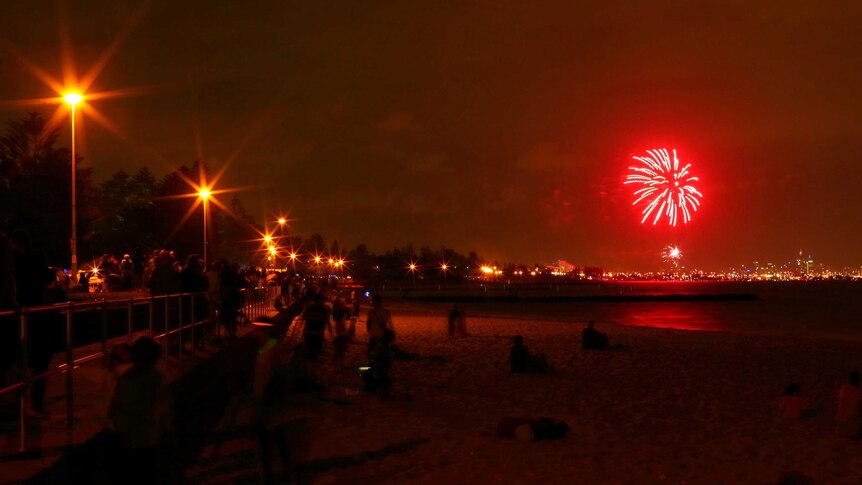 People watch the family fireworks at Ramsgate Beach