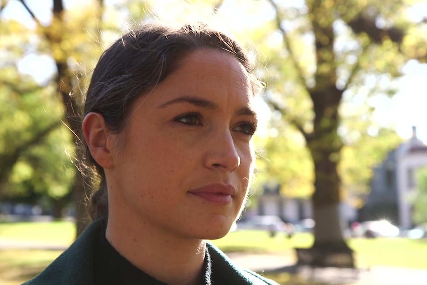 Close-up portrait of Loren in a Melbourne park