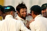 Hilfenhaus shares the love after taking wicket