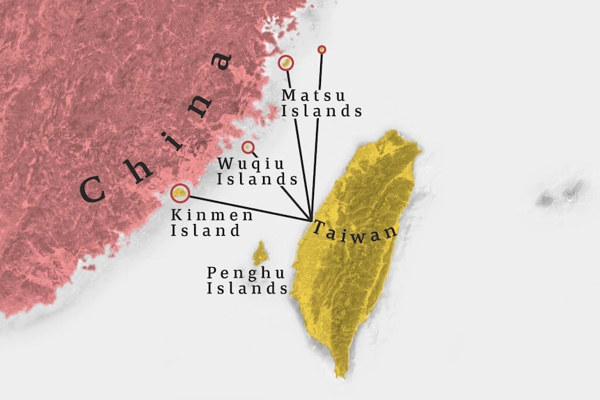 A map showing Taiwan and surrounding islands which China claims is a breakaway province.