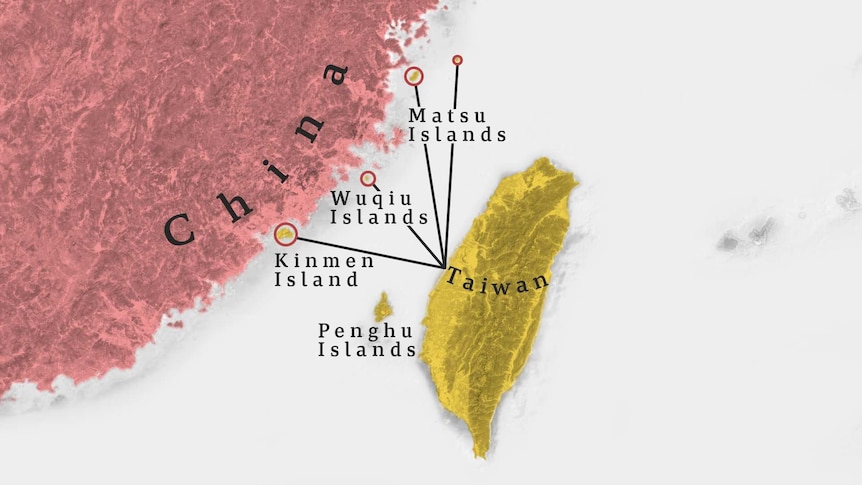 A map showing Taiwan and surrounding islands which China claims is a breakaway province.