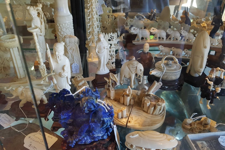 Small ivory items for sale in second-hand shops in Melbourne and Perth