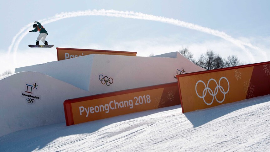 Tess Coady flies through the air during a Pyeongchang training session