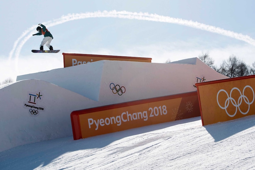 Tess Coady flies through the air during a Pyeongchang training session