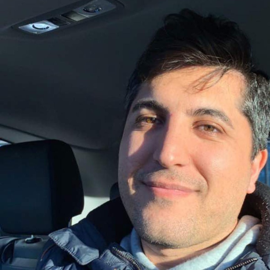 A selfie of Dr Bahman Rasuli in his car.