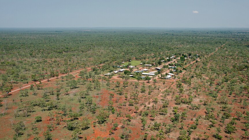 An aerial view of the community of Binjari, in the Northern Territory.