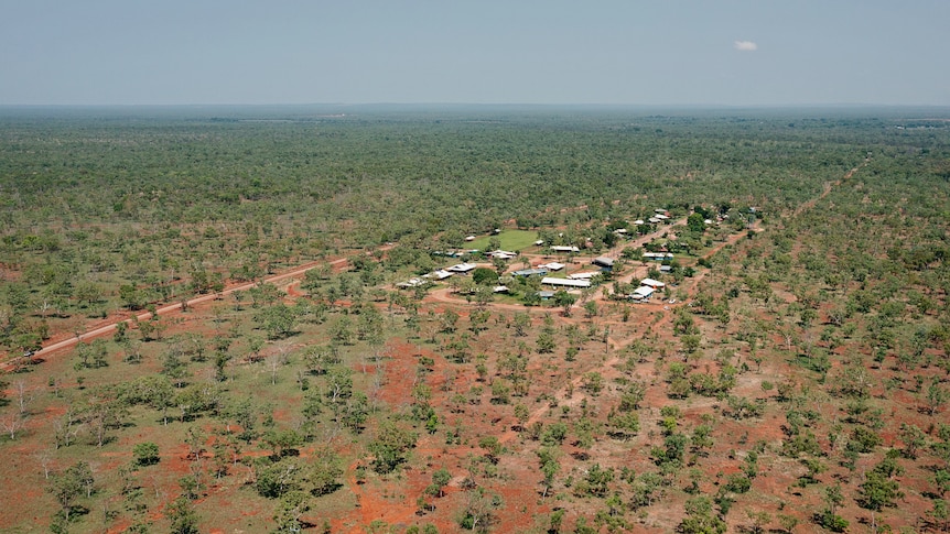 An aerial view of the community of Binjari, in the Northern Territory.