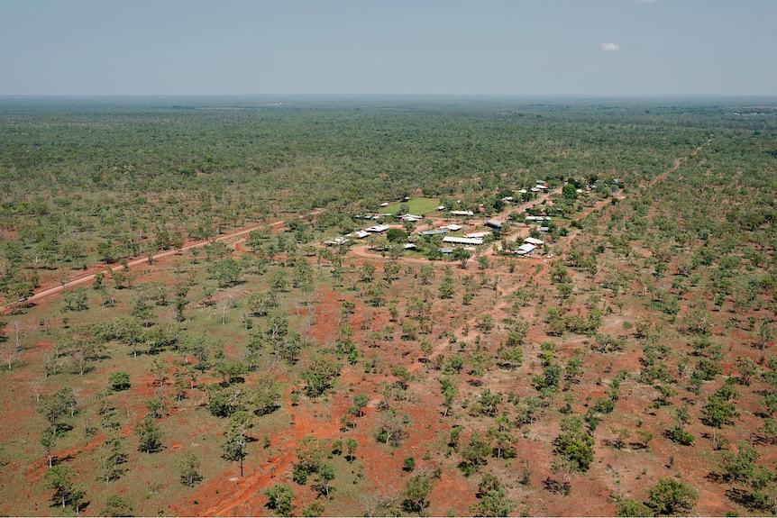 An aerial photo of the Binjari community in the northern territory.