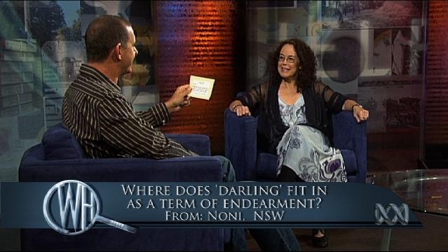 Presenters sit on set, text overlay reads "Where does 'Darling' fit in as a term of endearment?"