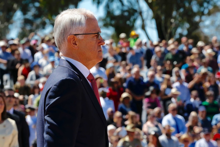Prime Minister Malcolm Turnbull at the national Remembrance Day ceremony in Canberra.