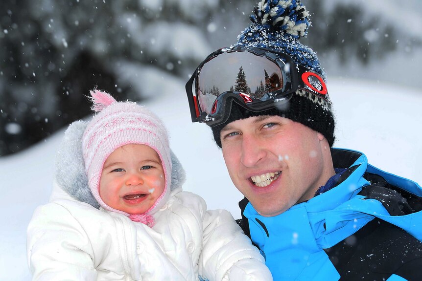 Prince William and Princess Charlotte looking cold in the snow