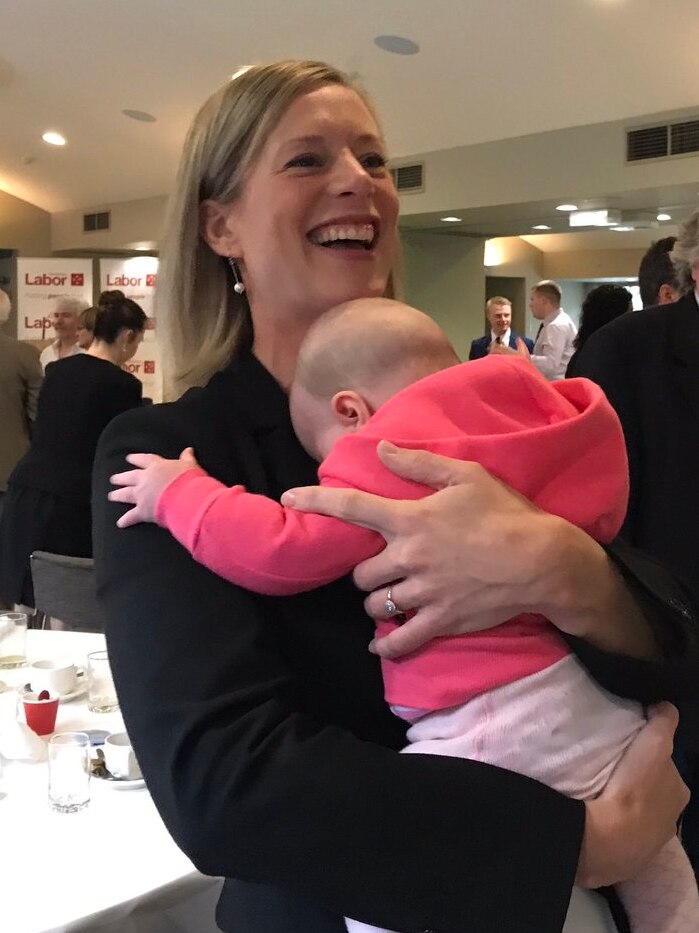 Tasmanian Labor Leader Rebecca White with daughter Mia.