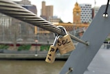 Love locks on the Southbank pedestrian bridge