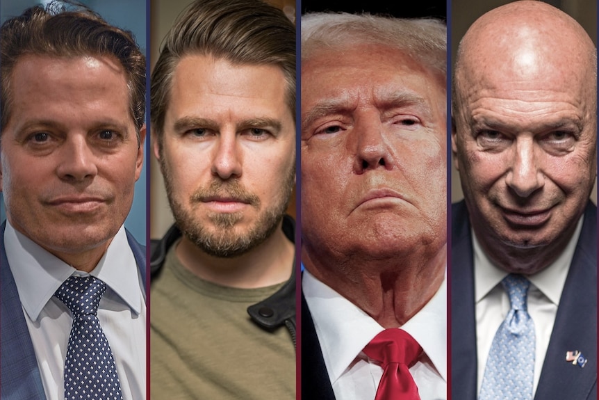 A composite of photos of five different men's faces with neutral expressions.