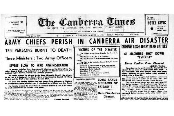 The Canberra Times reports the Canberra Air Disaster.
