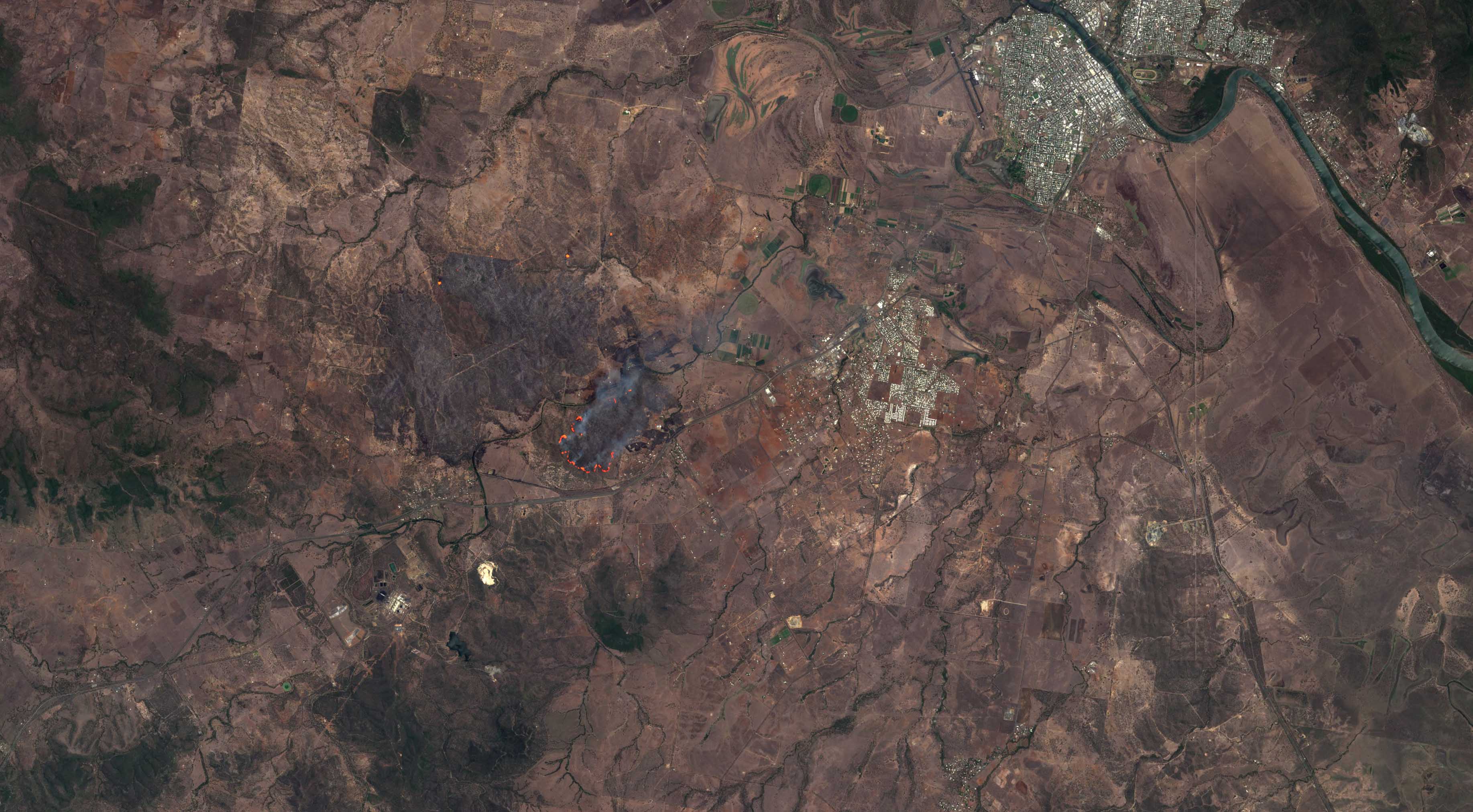 A satellite image of Gracemere, Queensland