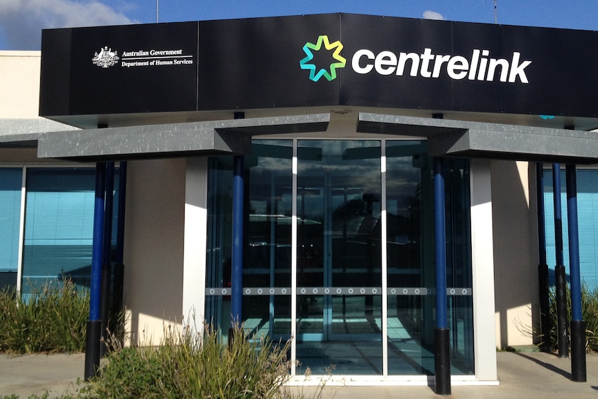 An exterior view of a Centrelink building. 