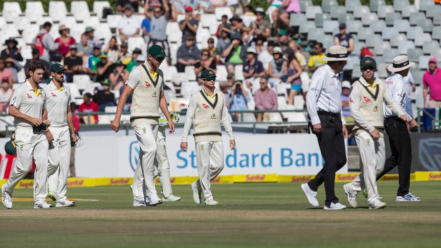 Steve Smith walks onto the field at Newlands