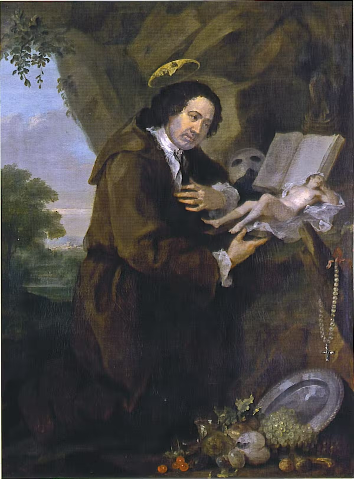 An oil painting of a man under a tree