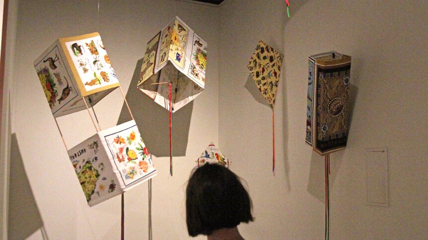 Tea towel box kites at a Gold Coast souvenir exhibition