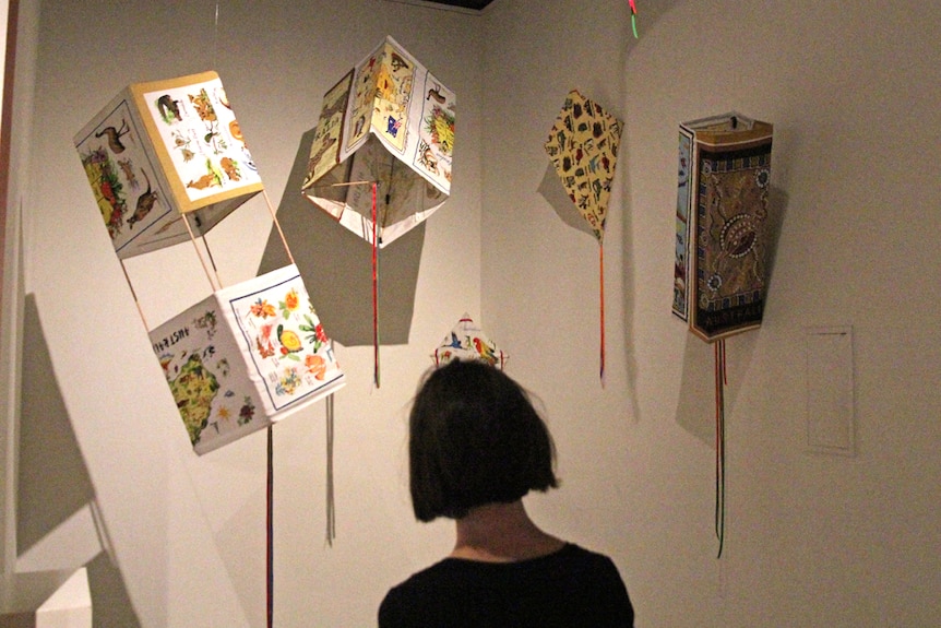 Tea towel box kites at a Gold Coast souvenir exhibition