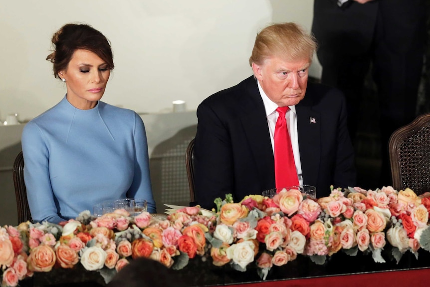 US President Donald Trump and first lady Melania at the inaugural luncheon