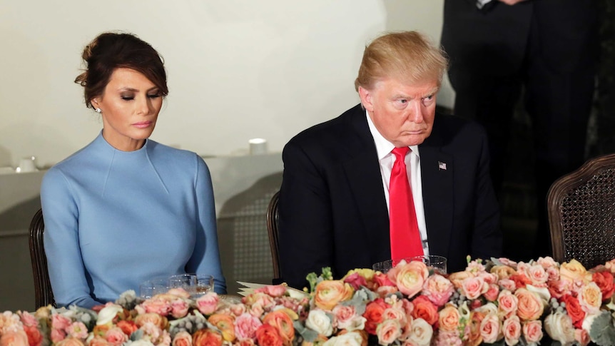 US President Donald Trump and first lady Melania at the inaugural luncheon