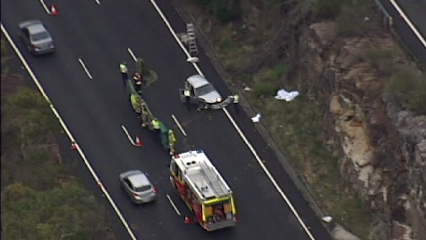 Aerial shot of fatal M1 crash