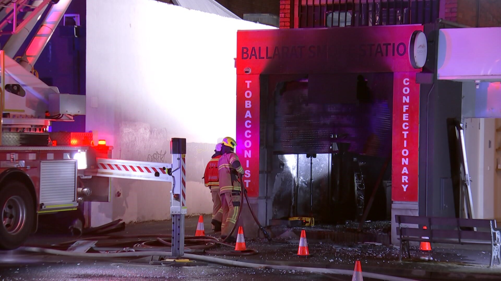 a completely blackened tobacco shop