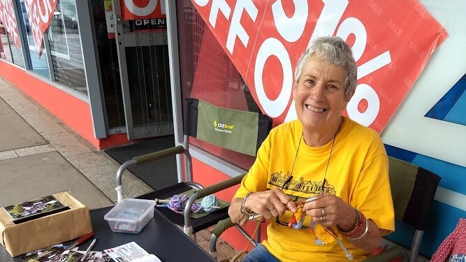 Val Little, member of the Friends of the Old Bega Hospital, is knitting