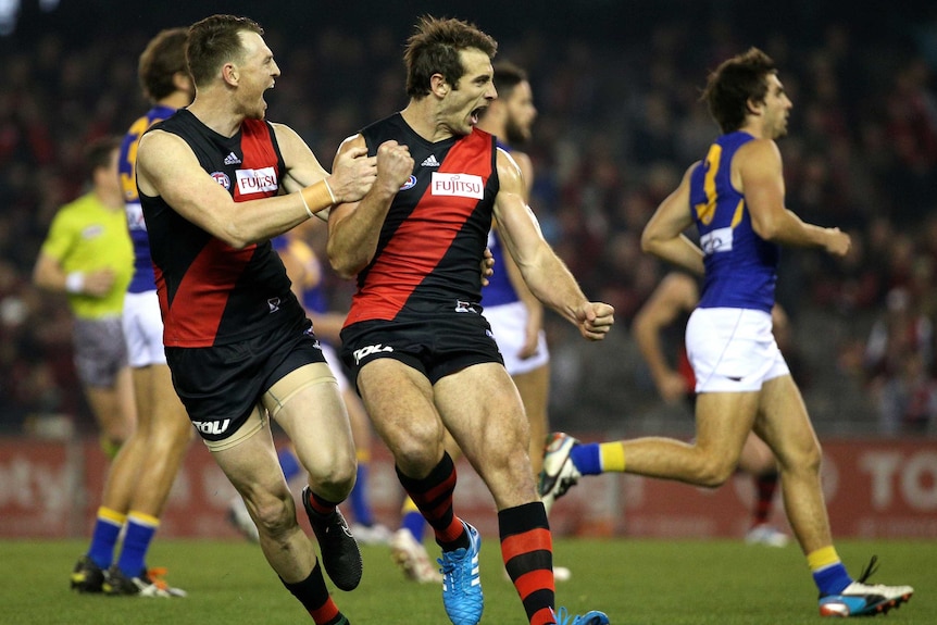 Jobe Watson celebrates goal against West Coast