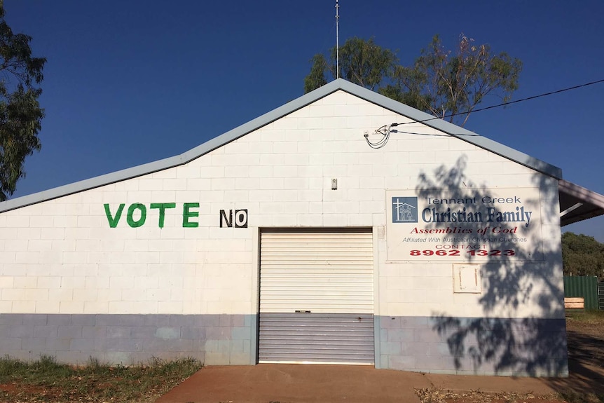 Vote 'no' to same-sex marriage sign on the Tennant Creek Christian Family office