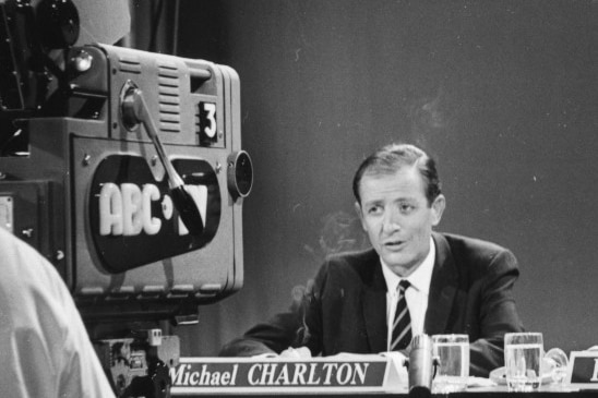 Michael Charlton hosting 1961 ABC election coverage