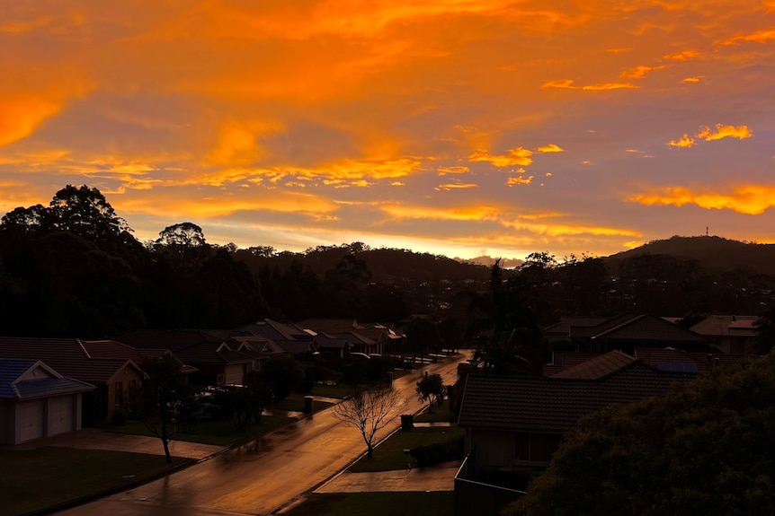 Orange and red shades fill the sky making a beautiful sunset